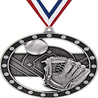 3" Baseball Medals, Massive Rimz Baseball Silver Medal Award 100 Pack