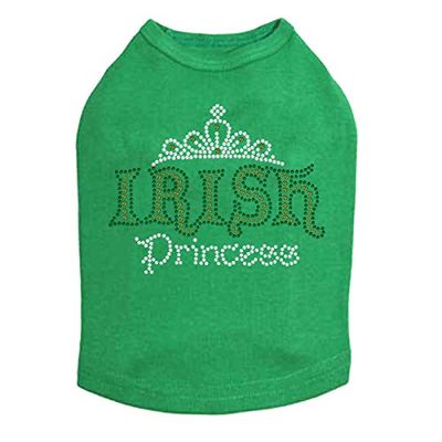 Irish Princess - Bling Rhinestone St Patrick Day Dog Shirt, XL Kelly Green