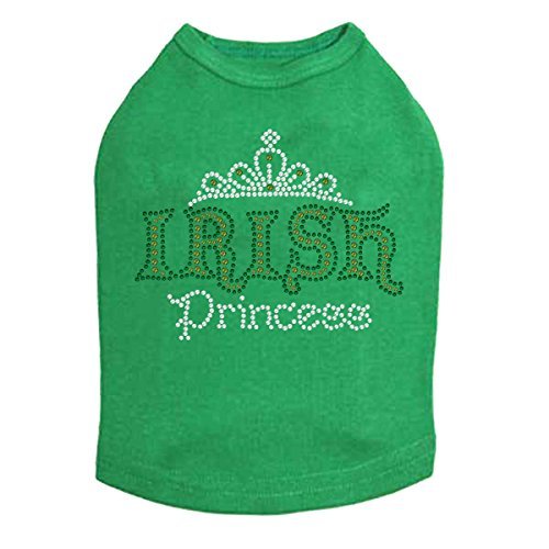 Irish Princess - Bling Rhinestone St Patrick Day Dog Shirt, XL Kelly Green