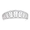 Zirconia Vladimir Tiara for Women, Royal Inspired Crown with Interlocking Diamond Circles & Shell Pearl Drops, 5A Cubic Zirconia Rhodium Plated Headpiece for Bride Wedding Prom Evening Party CH10223 view 1