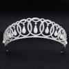 Zirconia Vladimir Tiara for Women, Royal Inspired Crown with Interlocking Diamond Circles & Shell Pearl Drops, 5A Cubic Zirconia Rhodium Plated Headpiece for Bride Wedding Prom Evening Party CH10223 view 2