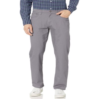 Amazon Essentials Men's Pants, Relaxed-Fit, 5-Pockets, Stretch Twill, Dark Grey, 42W x 32L