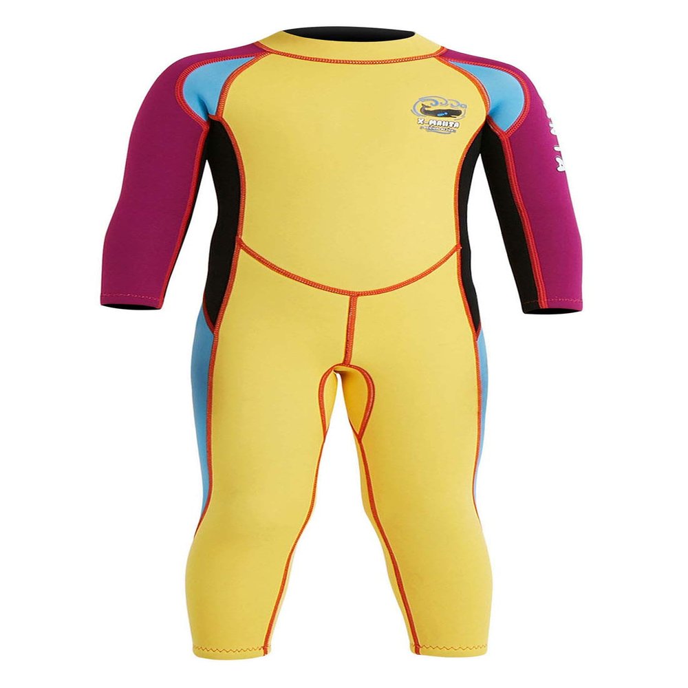 DIVE & SAIL Kid Boys 2.5mm Neoprene One Piece Wetsuits Long Sleeve Swimsuit UPF 50+ UV Protection Rash Guard for Swimming Diving Surfing 8-9 Years Yellow