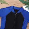 ranrann Kids Boys One Piece Rash Guard Sun Protection Swimsuit Short Sleeves Front Zippered Swimwear Bathing Suit Blue&Black 8-10 view 3