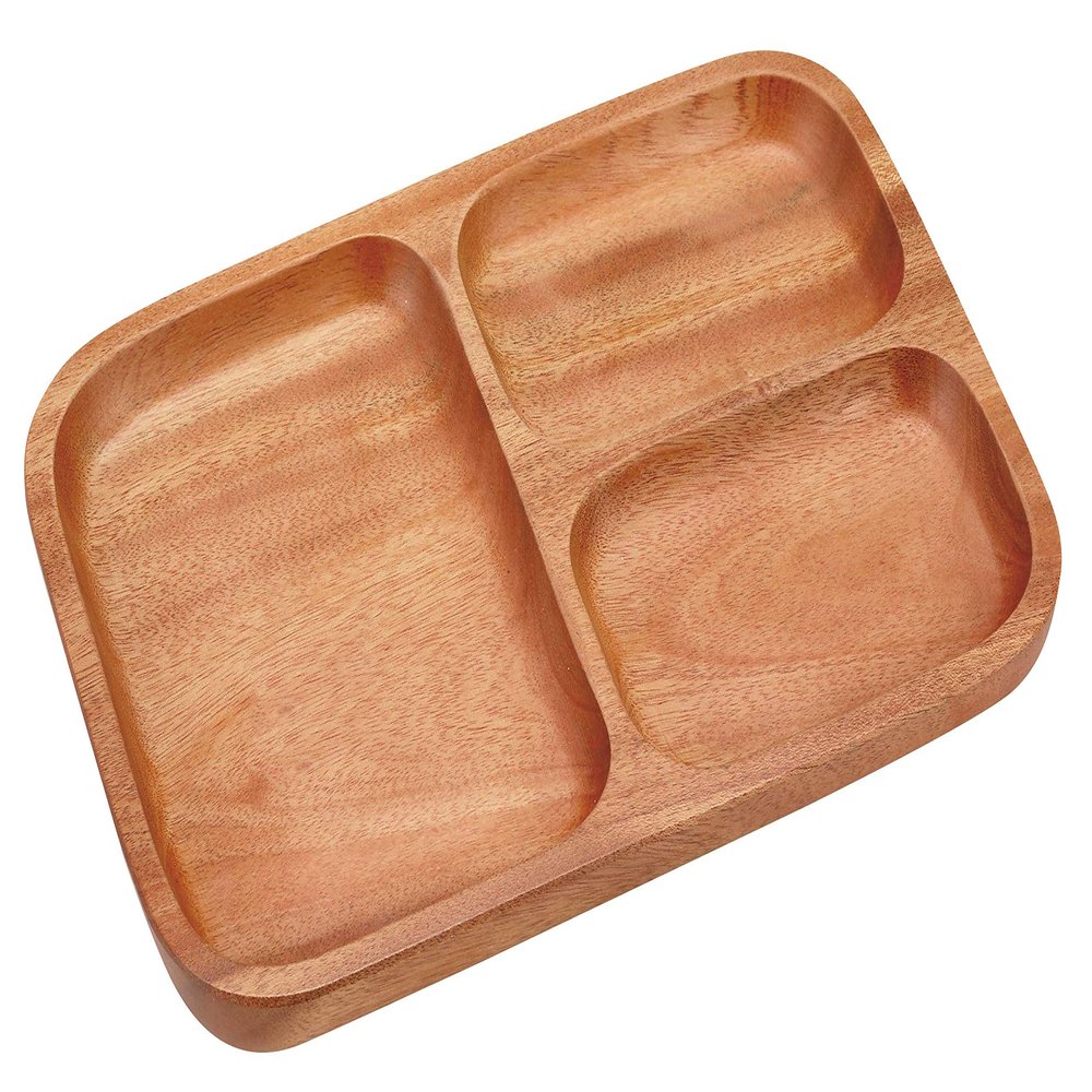Captain Stag UP-2609 Wooden Tableware Plate, Square Shape, Divider Plate 3, Woodbreath