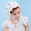 Baby Little Kids Toddlers Breathable Lacy Bonnet Eyelet Cotton Adjustable Sun Protection Hat (White-4) view 2