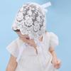 Baby Little Kids Toddlers Breathable Lacy Bonnet Eyelet Cotton Adjustable Sun Protection Hat (White-4) view 4