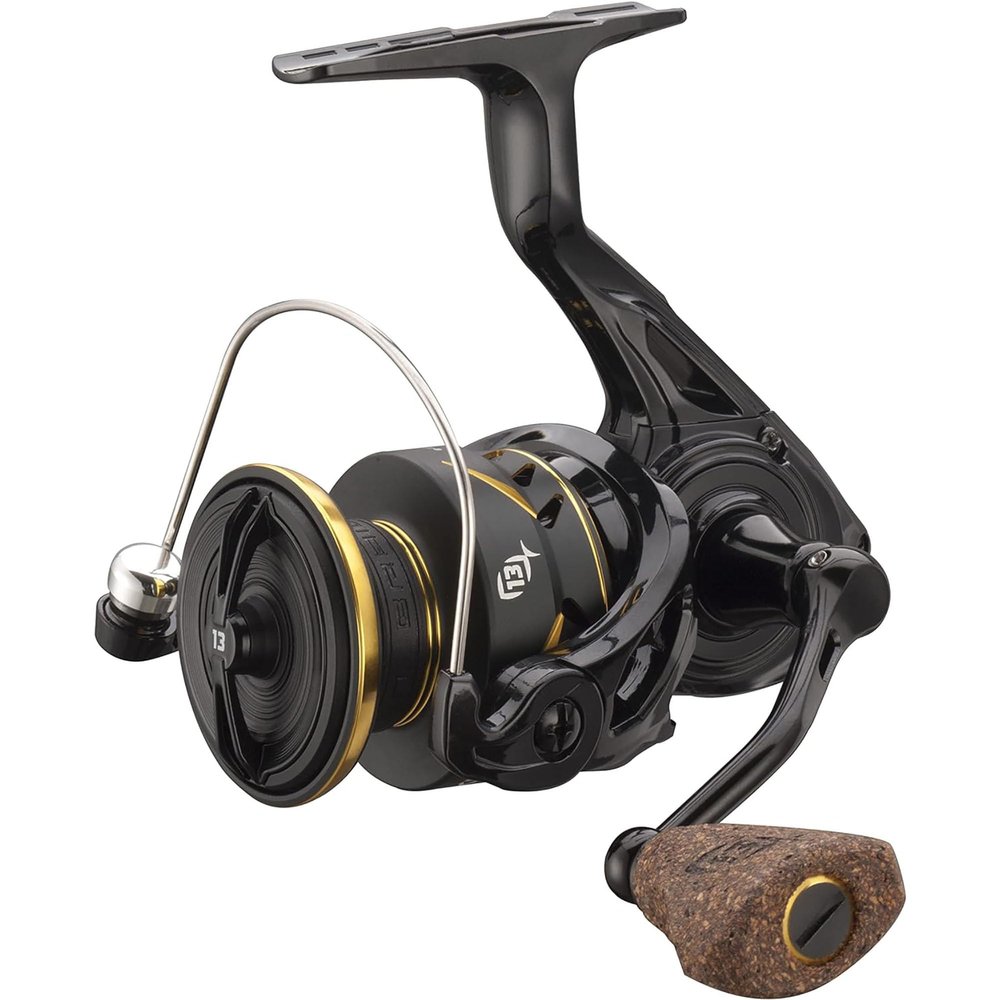 13 FISHING - Axum Spinning Reel - 6.2:1 Gear Ratio - 1.0 Size (Salt+Fresh) - AX-6.2-1.0,Black/Gold