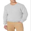 Amazon Essentials Men's Crewneck Cable Cotton Pullover Sweater, Light Grey Heather, X-Small view 1