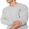 Amazon Essentials Men's Crewneck Cable Cotton Pullover Sweater, Light Grey Heather, X-Small view 3