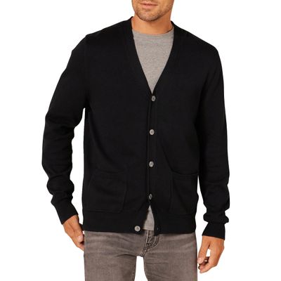 Amazon Essentials Men's V-Neck Cotton Cardigan Sweater, Black, XX-Large