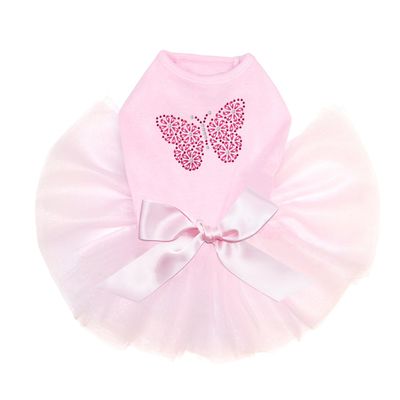 Dog in the Closet Pink Nailhead Butterfly - Bling Rhinestone Tutu Dress, XL Pink