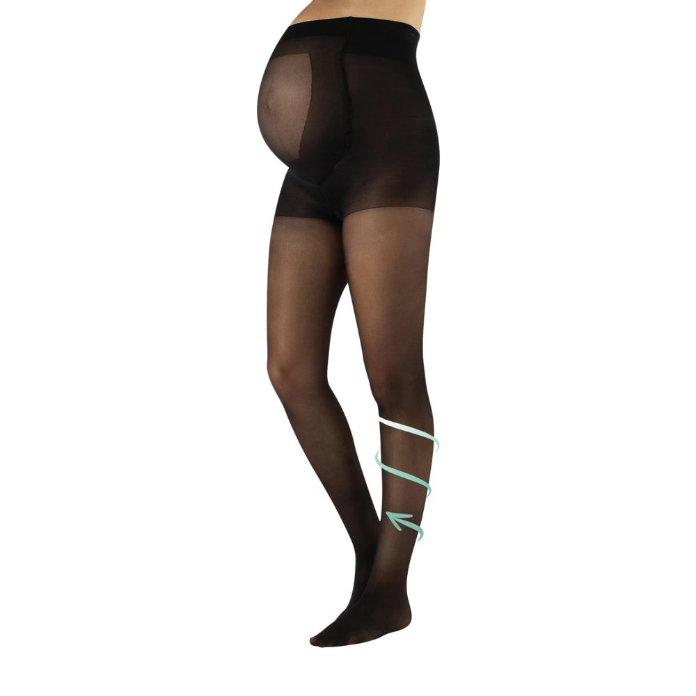 CALZITALY Maternity Pantyhose Stocking with Bellyband, Italian Hosiery, Pregnancy Tights 20 Denier (Small, Black)