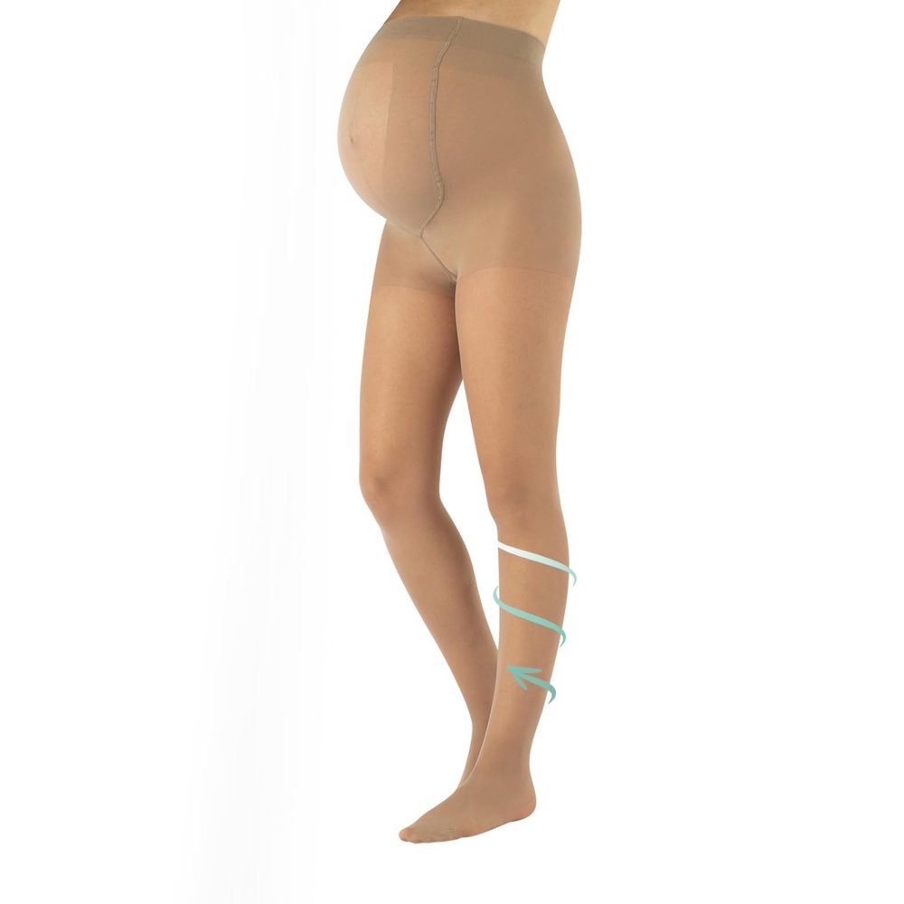 CALZITALY Maternity Pantyhose Stocking with Bellyband, Italian Hosiery, Pregnancy Tights 20 Denier (Large, Skin)