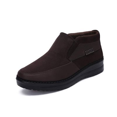 Men's Snow Boots Moccasins Slippers Plush Loafers Warm Lined Driving Indoor Outdoor Winter Non-Slip Elderly Walking Sneaker Shoes(13 M US,30 cm Heel to Toe Brown