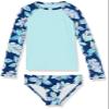 Kanu Surf Girls' Long Sleeve Rashguard UPF 50+ Two Piece Swim Set, Charlotte Navy, 3T view 1
