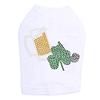 Beer Mug, Clover, & Pipe - Bling Rhinestone St Patrick Day Dog Shirt, XL White view 1