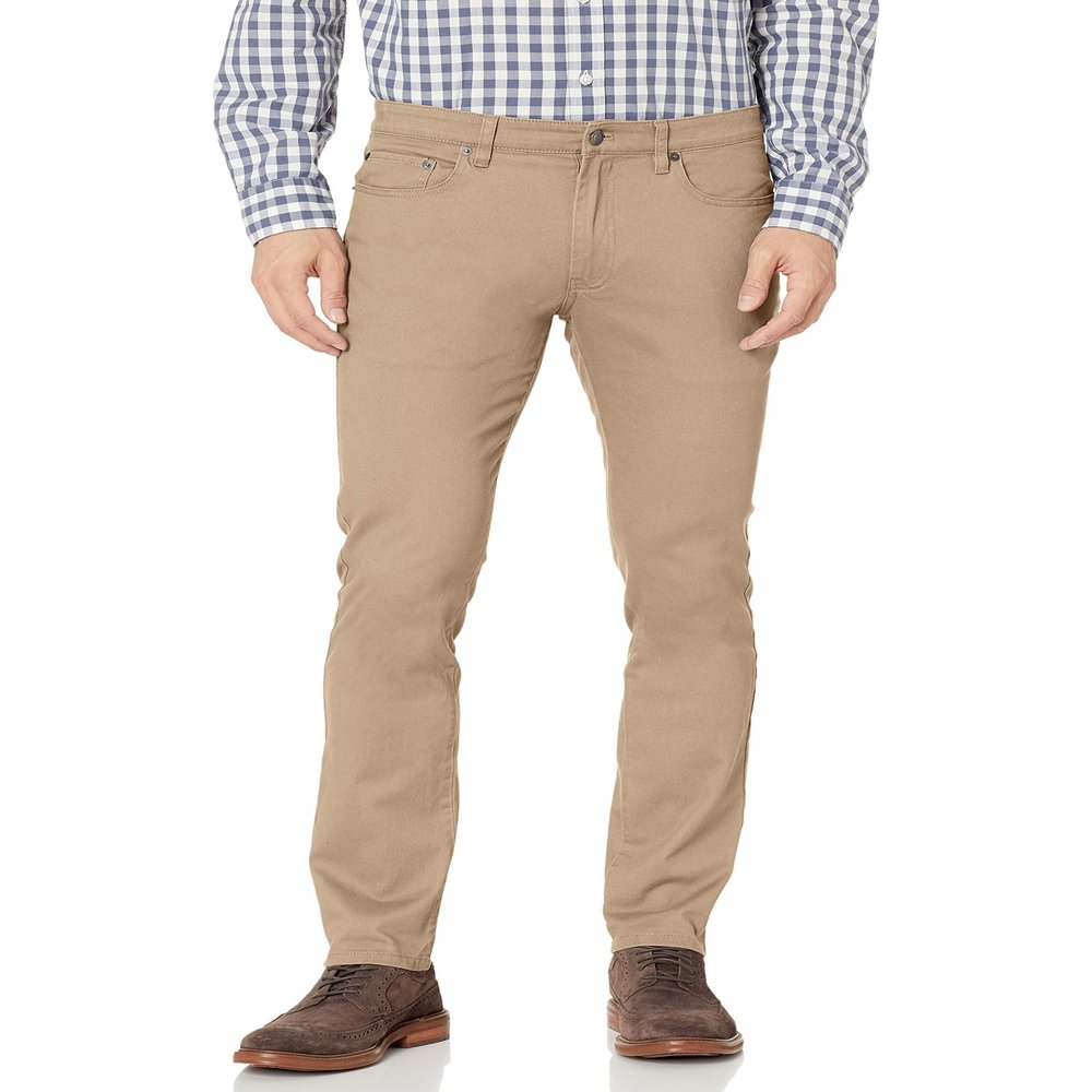 Amazon Essentials Men's 5-Pocket Stretch Twill Casual Pants, Khaki Brown, 29W x 34L