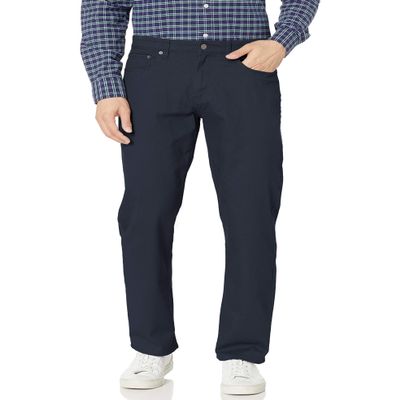 Amazon Essentials Men's Pants, Relaxed-Fit, 5-Pockets, Stretch Twill, Navy, 42W x 34L