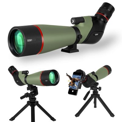 Gosky 2019 Updated 20-60x80 Spotting Scope with Tripod, Carrying Bag and Smartphone Adapter - BAK4 Angled Telescope - Waterproof Scope for Target Shooting Hunting Bird Watching Wildlife Scenery, SP5