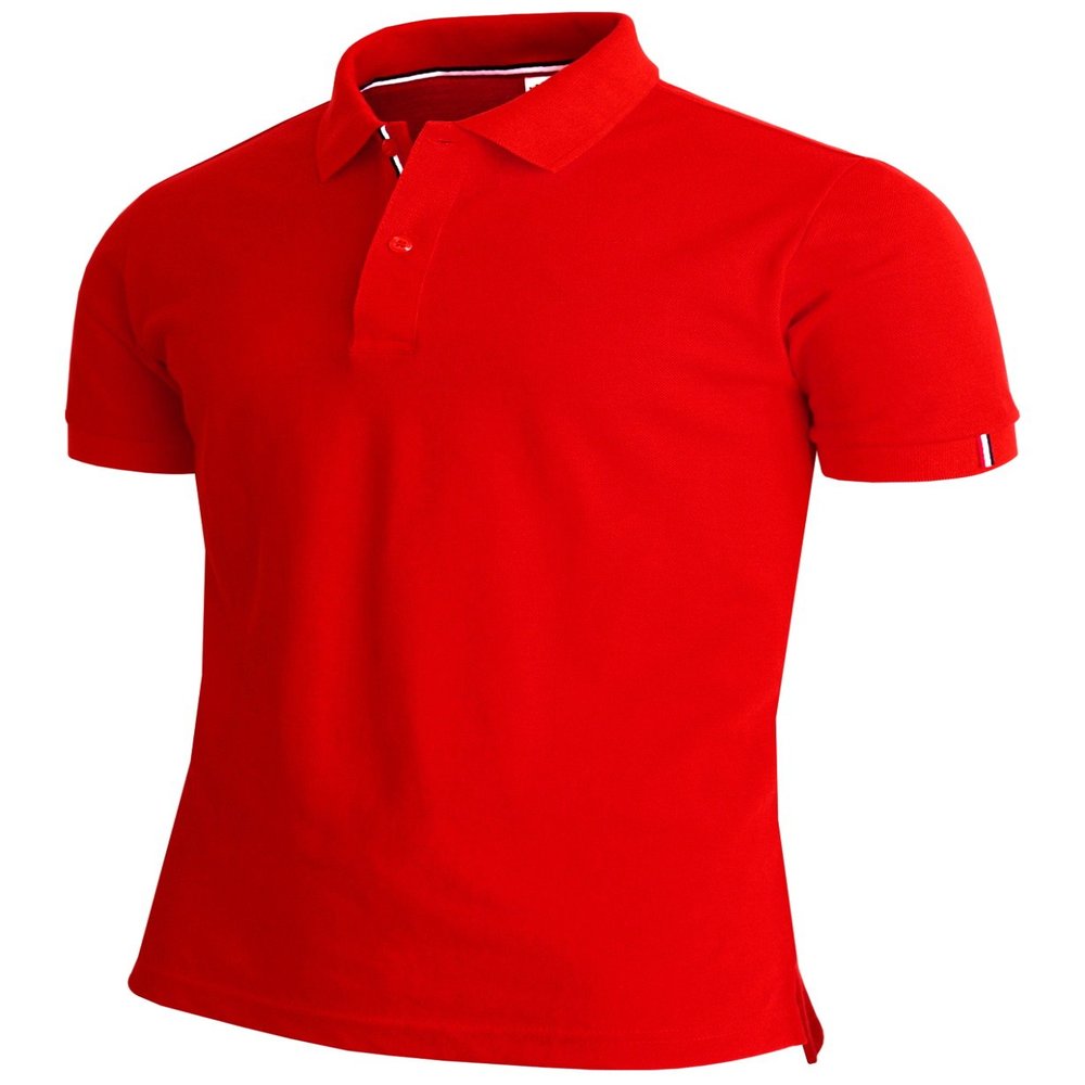 BCPOLO Men's Polo Shirt Solid Short Sleeve Classic Pique Polo Shirt Red-L (Asia-XXL)