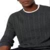 Amazon Essentials Men's Crewneck Cable Cotton Sweater, Charcoal Heather, Small view 3