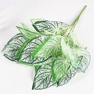 ShineBearimulation Taro Leaf Plant Wall Accessories Artificial Fake Green Planting Backdrop Decora Plastic Lawn Wedding Decoration Home - (Color: White Green)