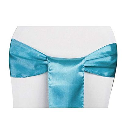 ShineBear 6x108inch Satin Chair Cover Sash Bow 20 Colors Wedding Party Banquet Decorations Gift Package Fabric Dress Belt - (Color: Turquoise)