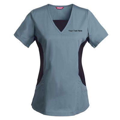 Personalized Customizable Embroidered Women's Scrub Top Steel Grey