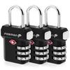 Fosmon TSA Approved Luggage Locks, 3 Digit Combination, 3 Pack Black view 1