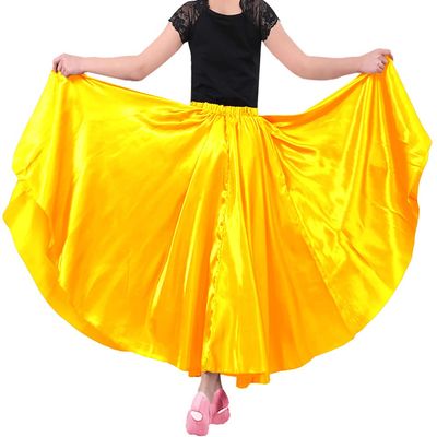 Backgarden 20" Yellow Girls Stretched Shiny Satin Flowy Long Dance Skirt Dancewear