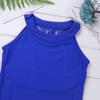 Agoky Girls Floral Lace Ballet Dance Leotard Turtle Neck Retro Gymnastics Unitard Biketard Training Practice Outfit Dancewear Blue (Halter Lace Back) 5-6 Years view 3