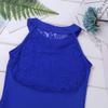 Agoky Girls Floral Lace Ballet Dance Leotard Turtle Neck Retro Gymnastics Unitard Biketard Training Practice Outfit Dancewear Blue (Halter Lace Back) 5-6 Years view 4
