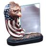 SHOP AWARDS AND GIFTS Customizable 7 Inch Height Antique Bronze Eagle Head on American Flag Base with Glass Insert, Includes Personalization view 1