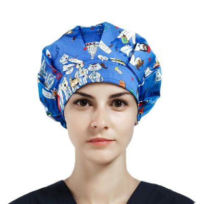 1pc Women's Bouffant Scrub Cap for Long Hair Ladies, Animal Doctors, Free size