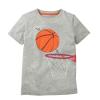 2-8Y Toddler Kids Baby Boys Summer T-Shirt Cotton Short Sleeve Bouse Basketball Soccer Funny Print Tops Clothes (Grey, 24M) view 1