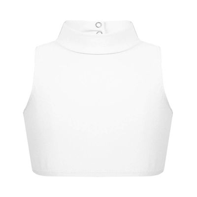 Freebily Girl Sleeveless Turtle High Neck Active Yoga Bra Crop Tops Criss Cross Back Gymnastics Sports Bra Dance wear Ivory 8