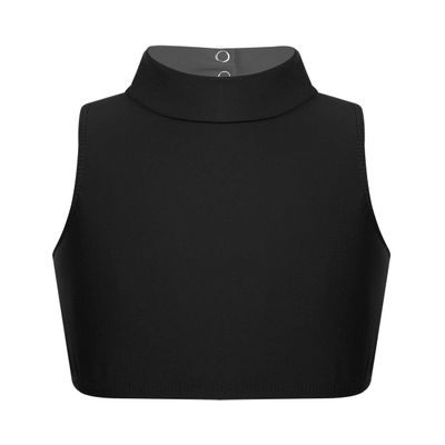 Freebily Girl Sleeveless Turtle High Neck Active Yoga Bra Crop Tops Criss Cross Back Gymnastics Sports Bra Dance wear Black 10