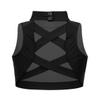 Freebily Girl Sleeveless Turtle High Neck Active Yoga Bra Crop Tops Criss Cross Back Gymnastics Sports Bra Dance wear Black 10 view 2