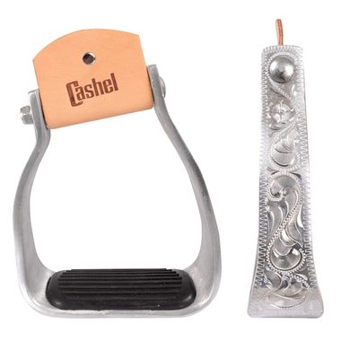 Cashel Aluminum Engraved Slanted Stirrup 2-inch Deep, Silver