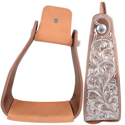 Cashel 3in x 5.5in Slanted Engraved Stirrups Brown