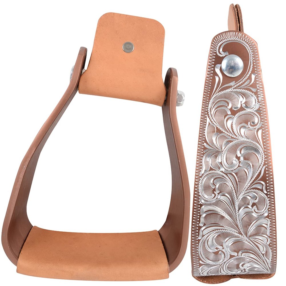 Cashel 3in x 5.5in Slanted Engraved Stirrups Brown