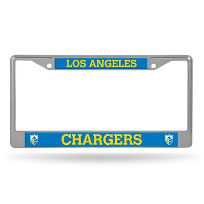 Rico Industries NFL Los Angeles Chargers Retro Logo 12" x 6" Silver Chrome Frame W' Decal Insert Car/Truck/SUV Auto Accessory