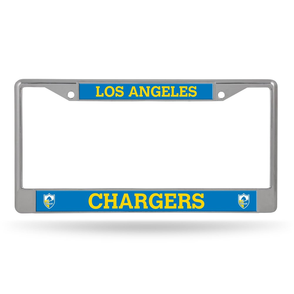 Rico Industries NFL Los Angeles Chargers Retro Logo 12" x 6" Silver Chrome Frame W' Decal Insert Car/Truck/SUV Auto Accessory