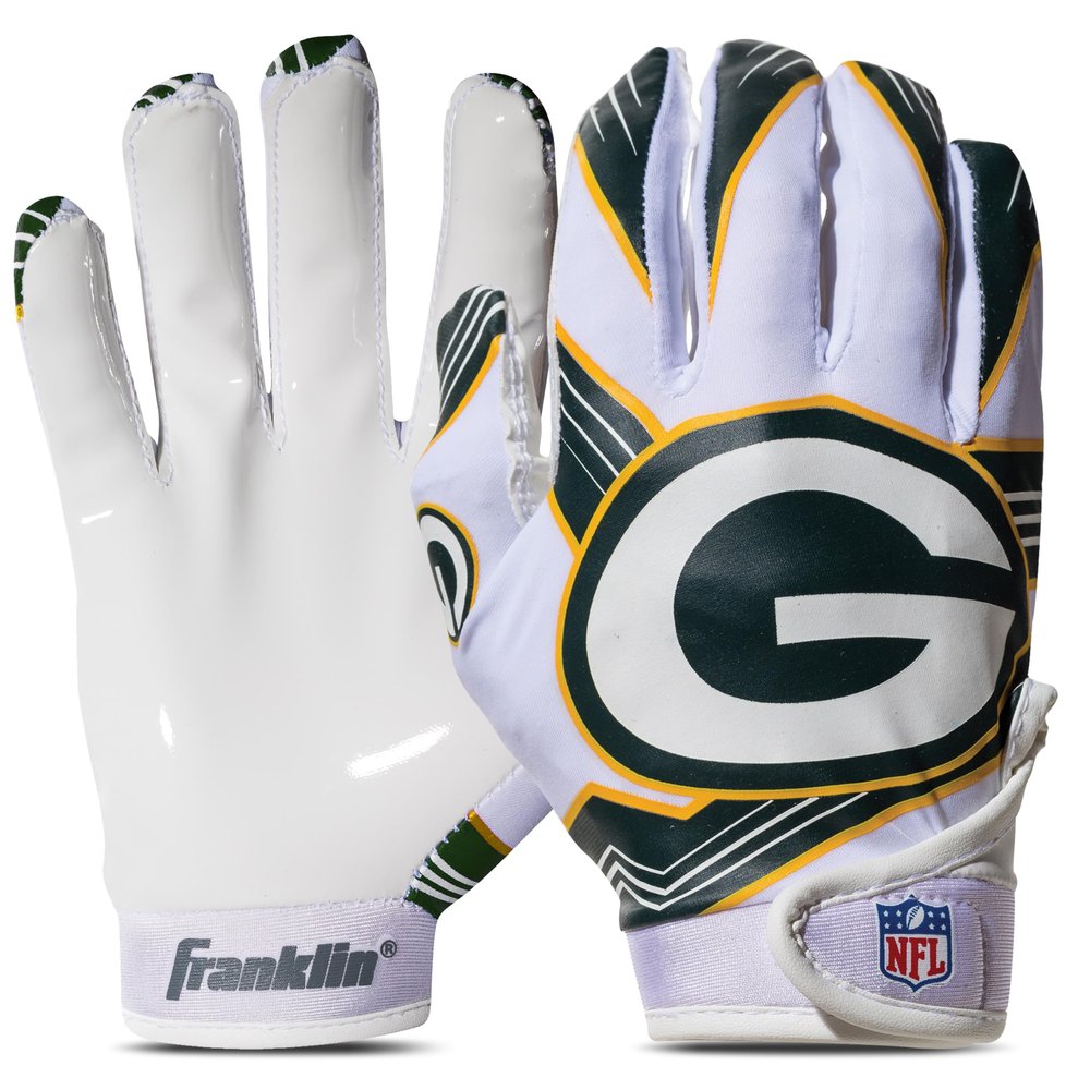 Franklin Sports NFL Green Bay Packers Youth Football Receiver Gloves - X-Small/Small