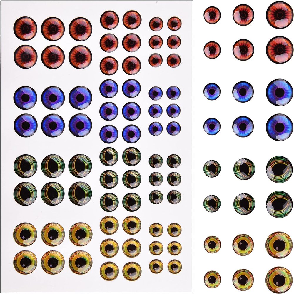 Fishing Lure Eyes, 3D/4D/5D Fly Tying Eyes Lifelike Artificial Realistic Epoxy Fishing Eye for Fishing Lure Making Kit Holographic Fishing Accessories for Fishing Baits DIY