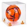 Better Display Cases Acrylic Display Case for Collectibles, Full Size Soccer Ball Display Case, Orange Risers & Clear Base, Handcrafted Showcase Box.DIM;9.75" L x 9.75" W x 9.75" H.(A027-OR) view 1