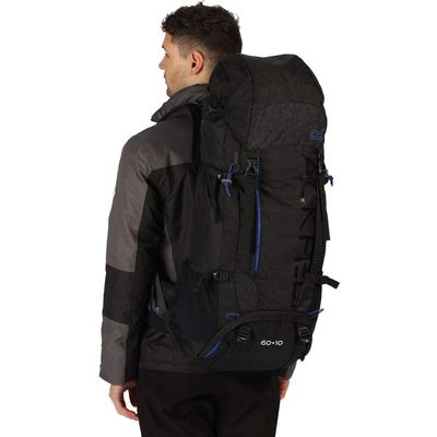 Regatta Blackfell 3 Expandable Reflective Hardwearing Travel Hiking, Black/Surfspray, 60 + 10 Litre