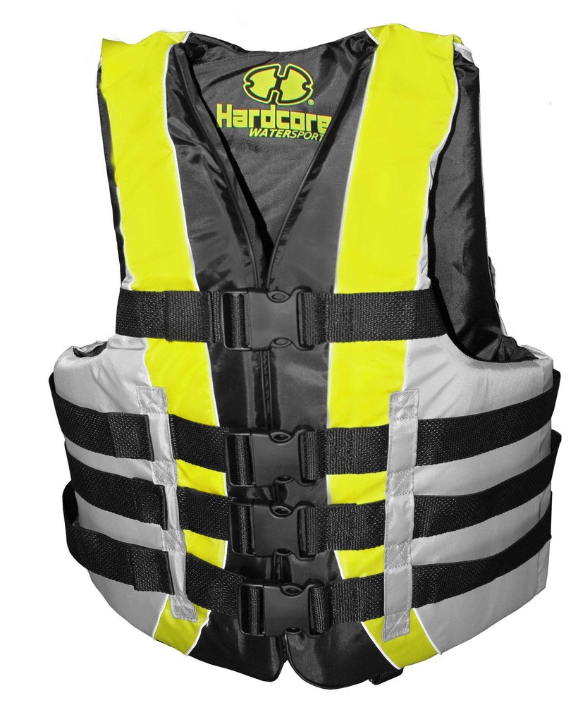 Hardcore Life Vest for Adults | High Visibility | USCG Approved | Fully Enclosed | White Purple Neon Orange Yellow Blue Neon Yellow Adult 2X/3X