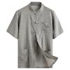 ZooBoo Men 's Tang Suit Summer Short - Traditional China Ancient Costume Male Martial Arts Tangzhuang Kung Fu Short Sleeve Shirt for Men - Cotton and linen (L, Dark gray) view 1